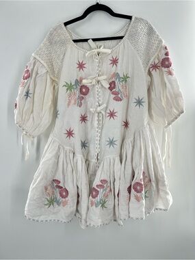 Innika Choo Meg Nettick White Embroidered Mini Dress NWT M